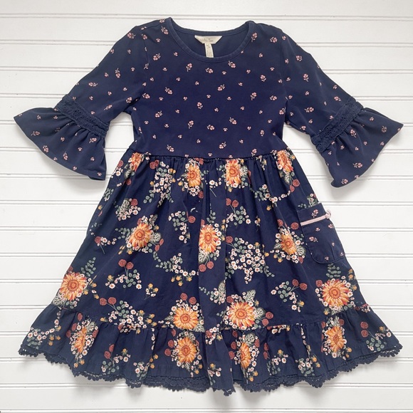 Matilda Jane Other - MATILDA JANE EUC/LN Navy Floal Print Bell Sleeves Ruffle Dress